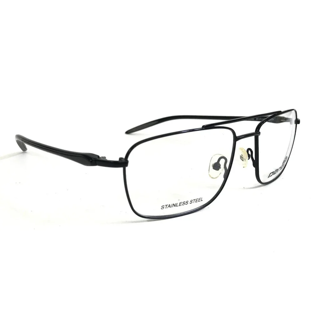 Denali Eyeglasses Frames DUNE BLACK Rectangular Pilot Wire Rim 57-17-140